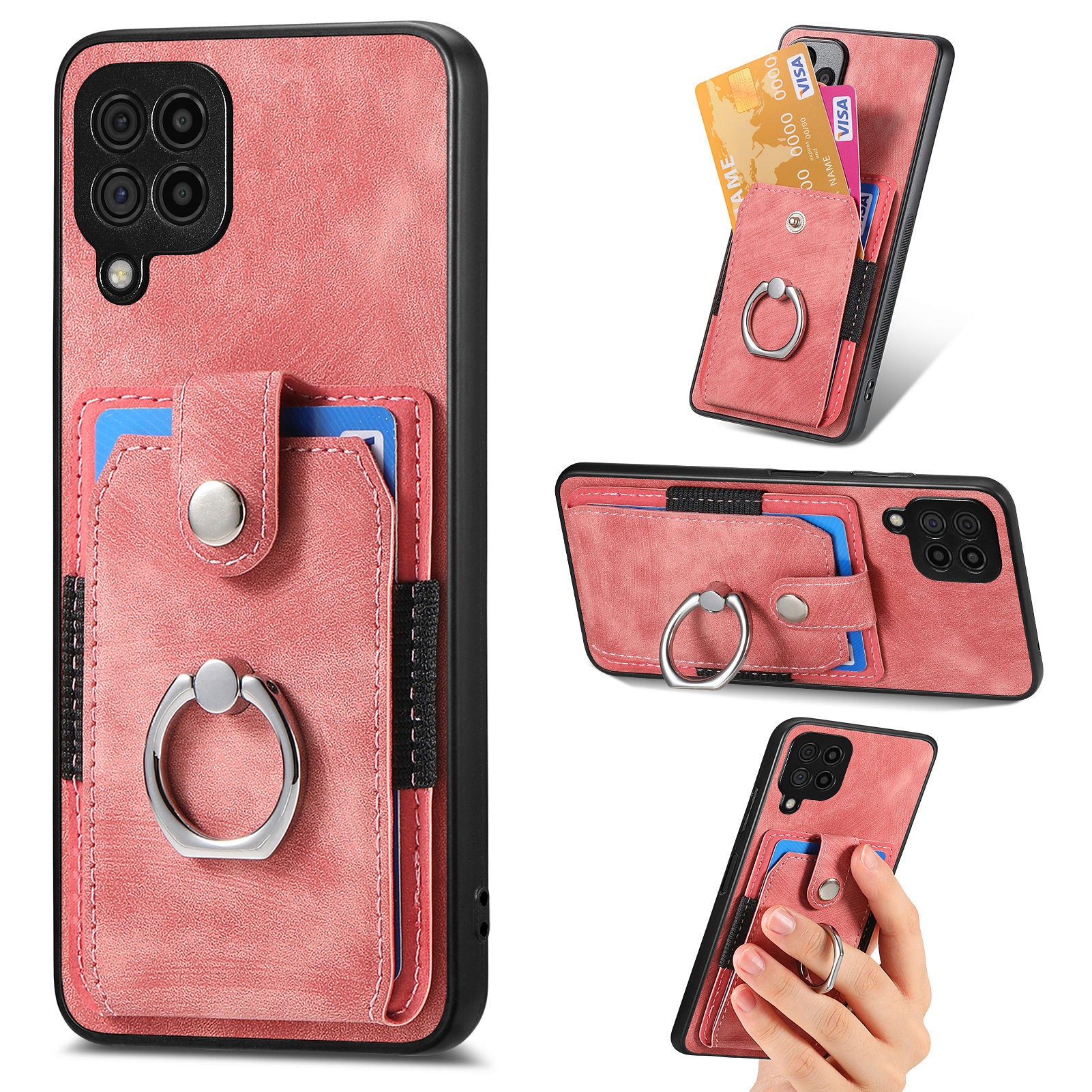 Kickstand Phone Case for Samsung Galaxy A22 4G (EU Version) Anti-Drop PU Leather TPU PC Cover with Card Holder Kickstand Phone Case for Samsung Galaxy A22 4G (EU Version) Anti-Drop PU Leather TPU PC Cover with Card Holder